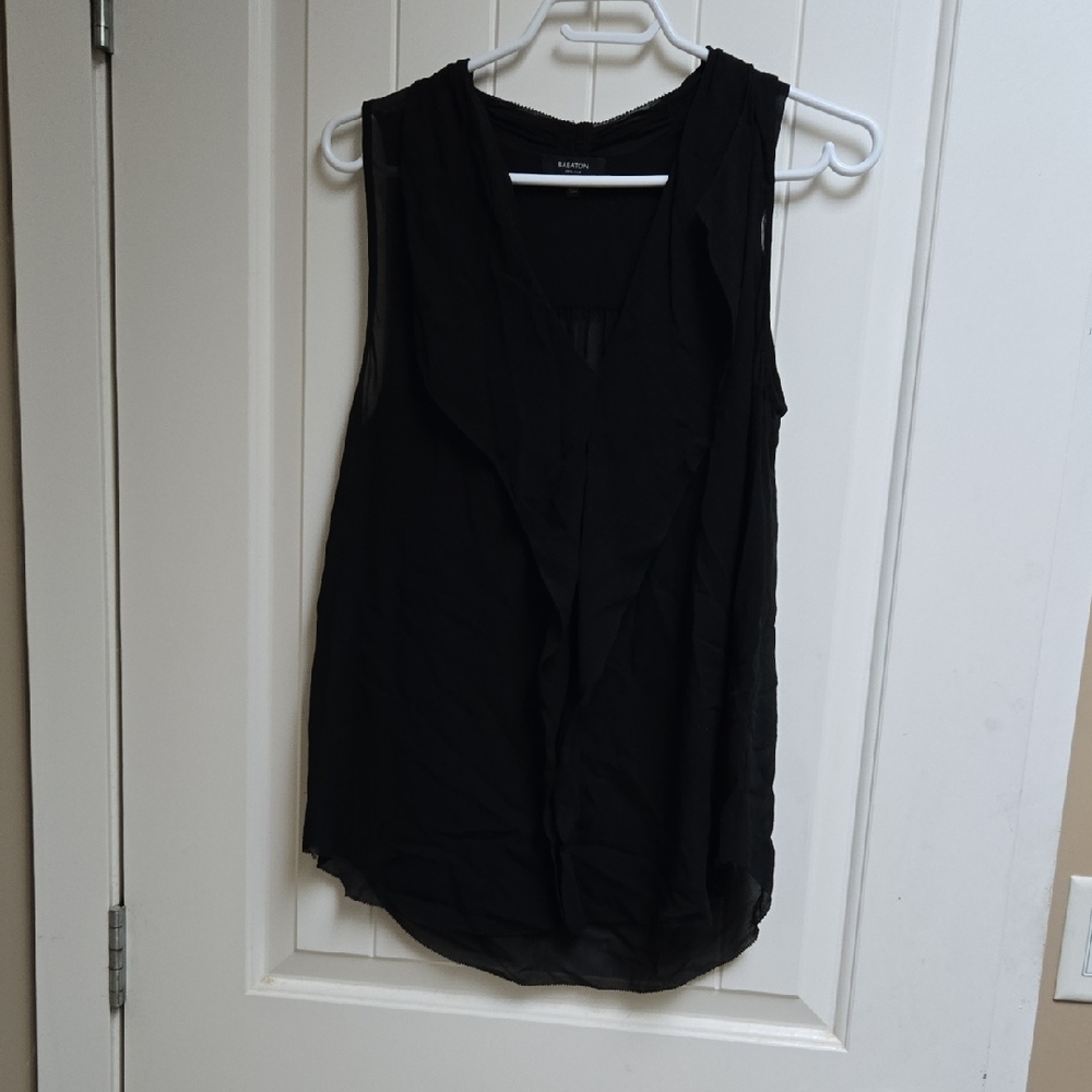 Babaton Aritzia Women's 100% Silk Express Chic Black Sheer Tank Top Medium